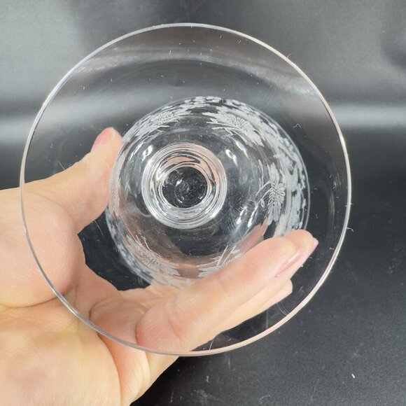 Antique Tiffin Franciscan June Nights Clear Etched Floral Goblet Glasses Set 2 - Picture 3 of 11